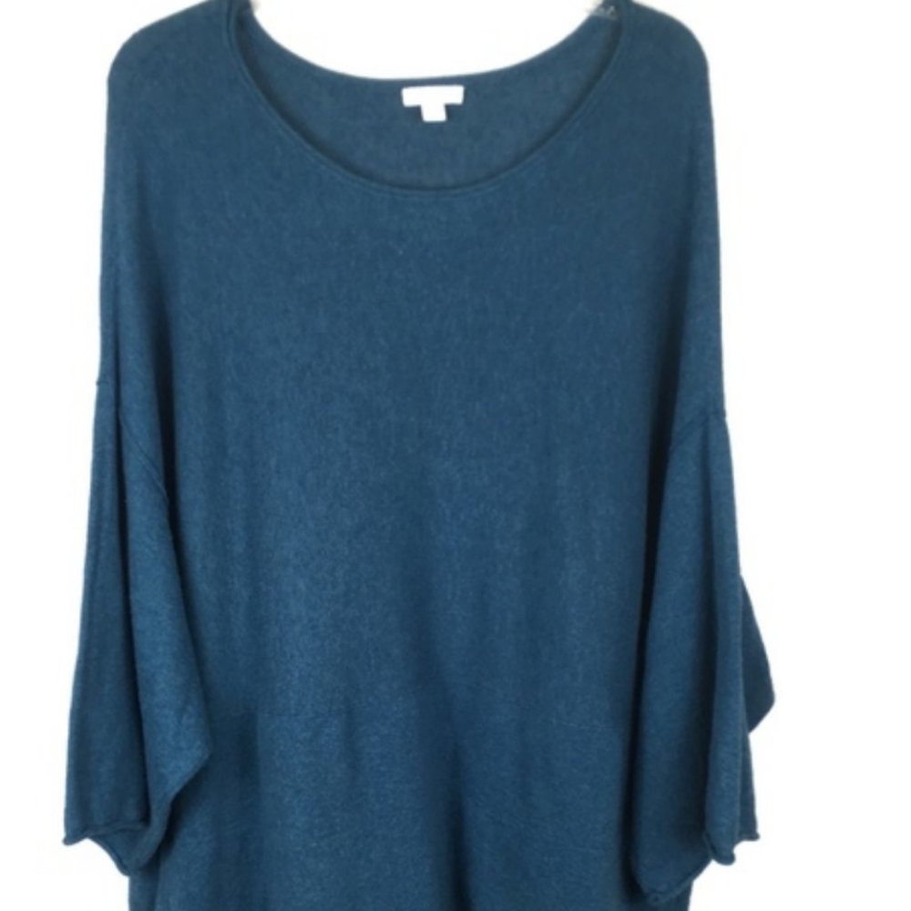 J Jill Pure Jill L Kimono Blue Top Cashmere Cotton